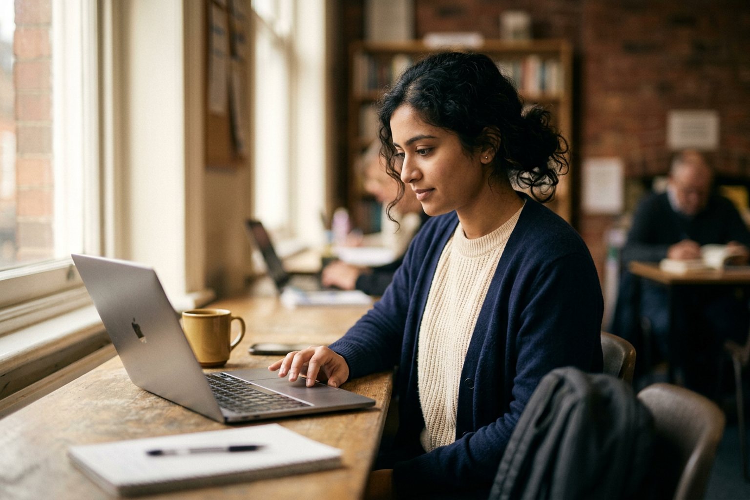 A learner completing an assessment on a laptop