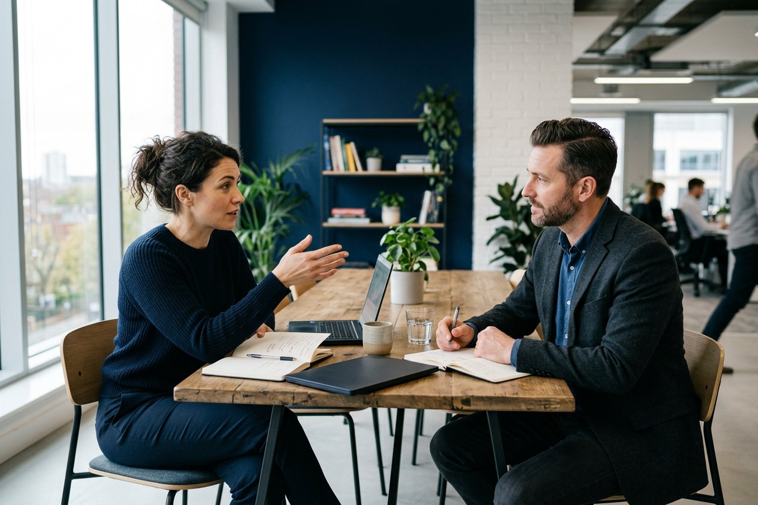 A professional examining certification documents closely