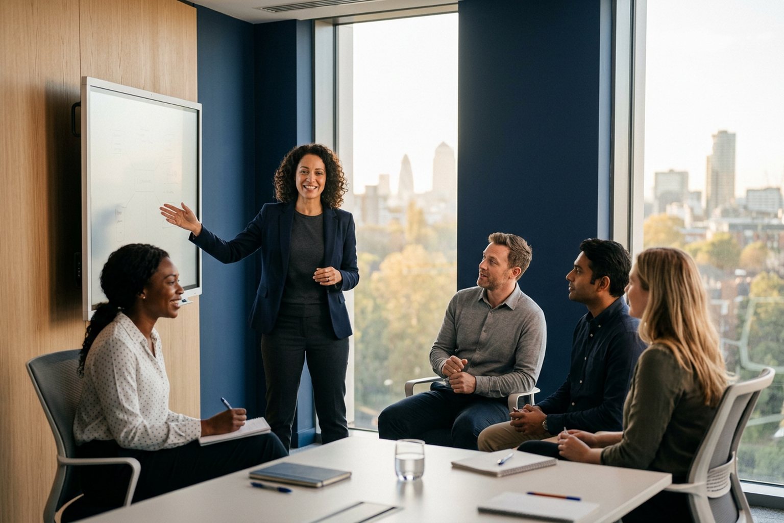A health and safety trainer leading a workplace session